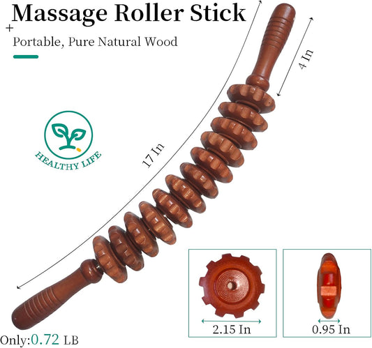 Wood Therapy Massage Tools Manual Massage Roller Stick for Body Sculpting, Maderoterapia Kit- Cellulite Massager for Muscle Pain Relief, Fascia, Cellulite