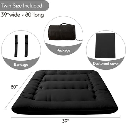 MAXYOYO Bohemian Retro Mattress Boho Floral Japanese Futon Mattress Tatami Floor Mat Foldable Portable Camping, Sleeping Pad, Lounger Couch Bed Full Size