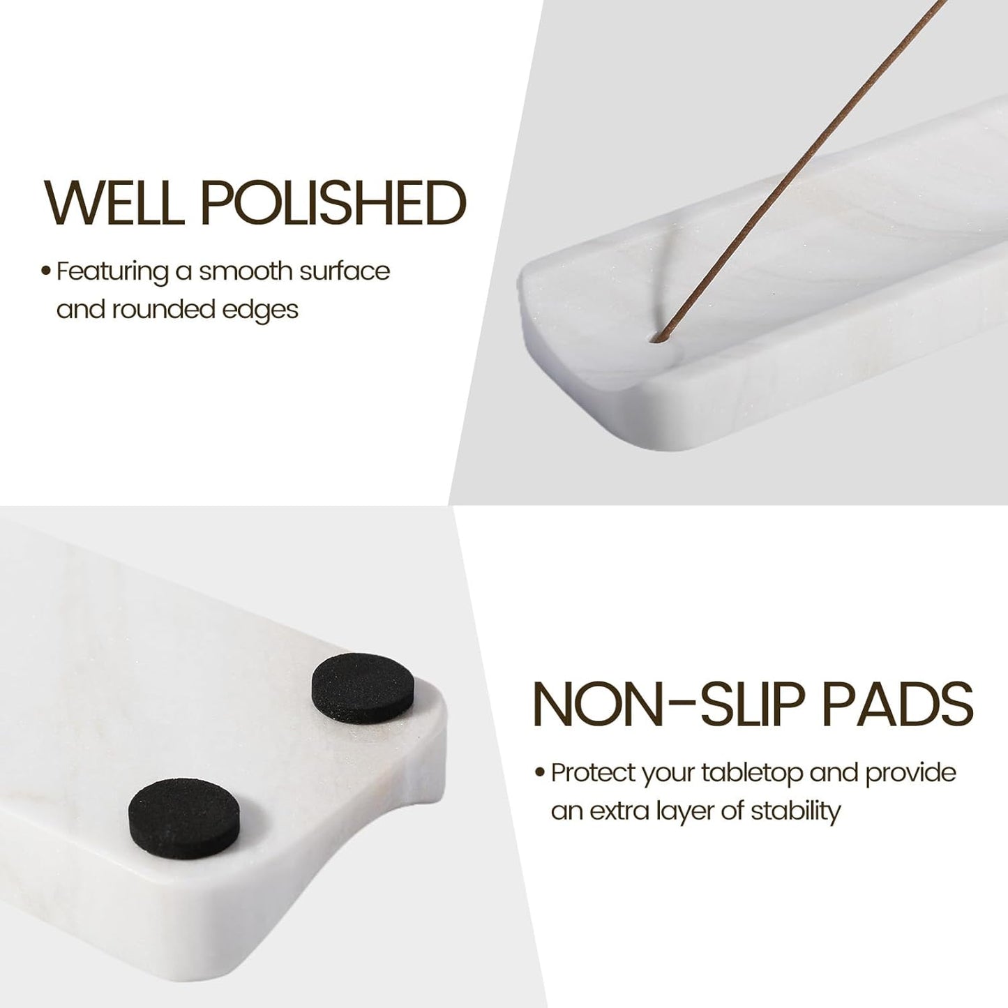 Koville Marble Incense Holder, Incense Holder for Sticks, Incense Sticks Holder Ash Catcher for Meditation Yoga SPA, Natural Stone Incense Burner, Home Table Decor (Green)