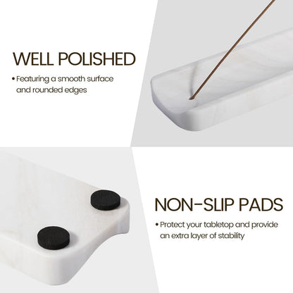 Koville Marble Incense Holder, Incense Holder for Sticks, Incense Sticks Holder Ash Catcher for Meditation Yoga SPA, Natural Stone Incense Burner, Home Table Decor (Green)
