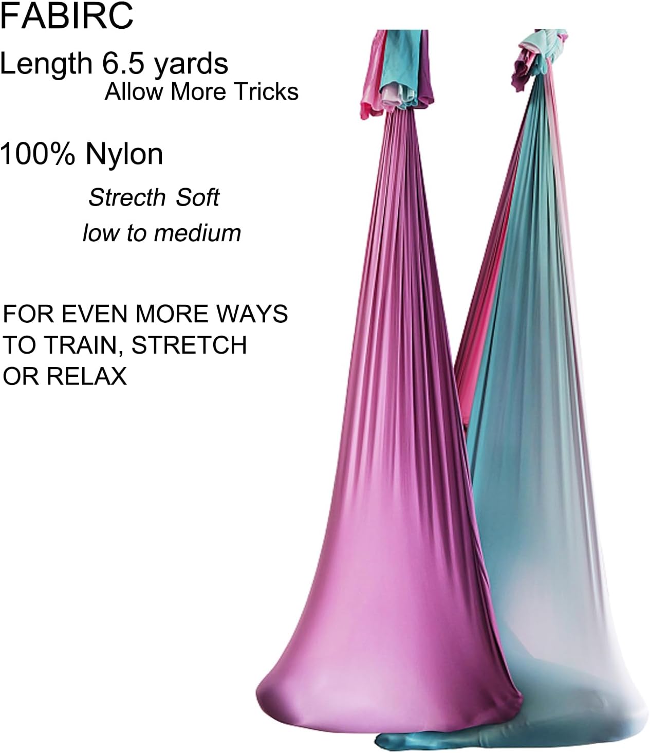 F.Life Aerial Yoga Hammock 6.5 yards Premium Aerial Sling Silk Fabric Yoga Swing for Antigravity Inversion Include Daisy Chain,Carabiner and Pose Guide