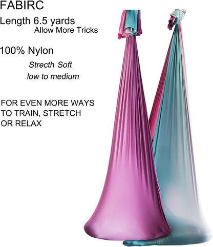 F.Life Aerial Yoga Hammock 6.5 yards Premium Aerial Sling Silk Fabric Yoga Swing for Antigravity Inversion Include Daisy Chain,Carabiner and Pose Guide