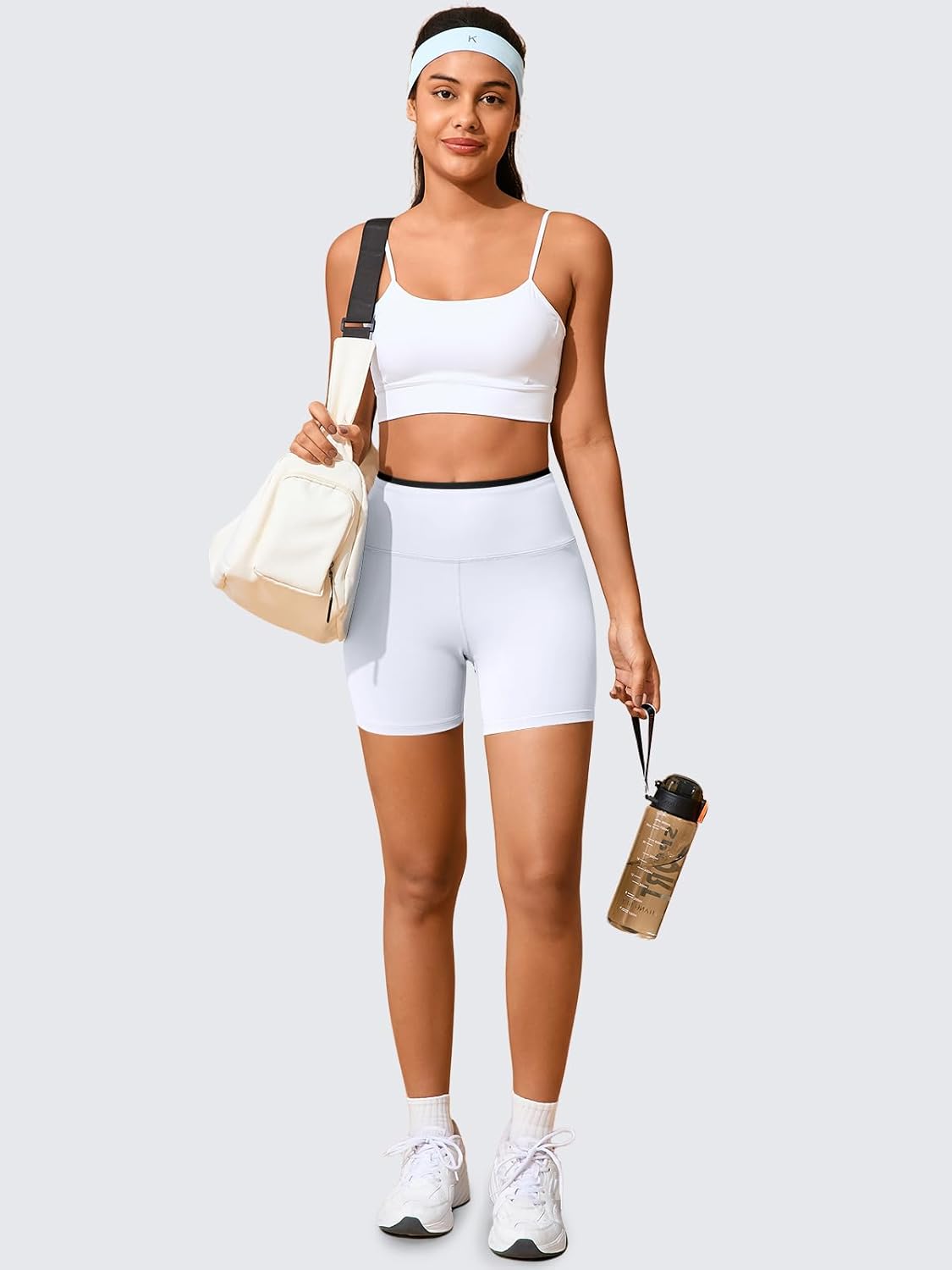 Aoysky Womens Workout Biker Shorts 5" Color Block High Waisted Yoga Athletic Shorts