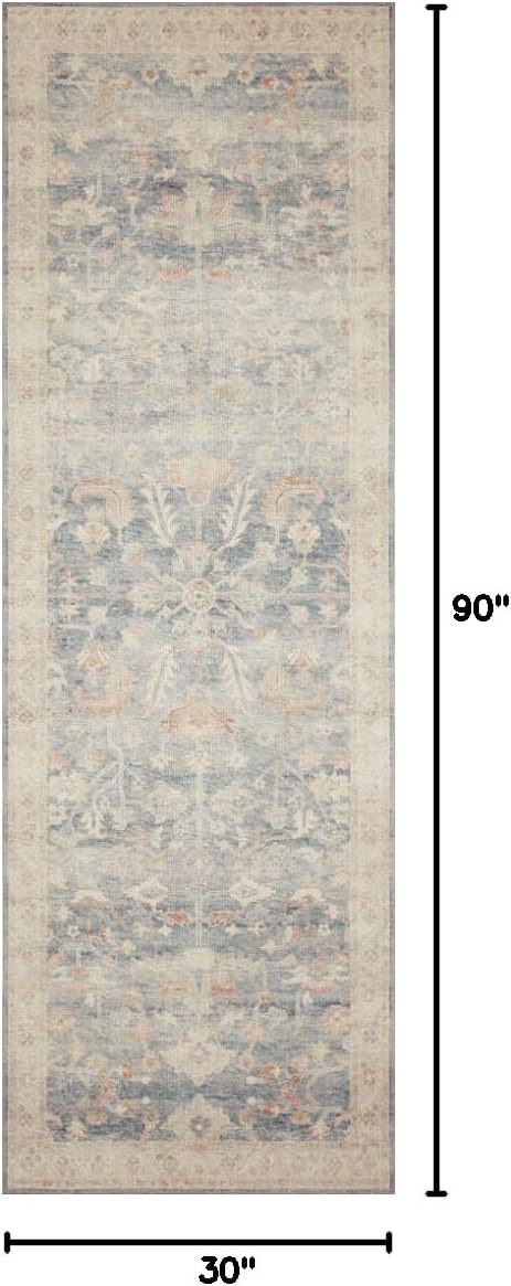 Loloi Hathaway Collection HTH-06 Blush/Multi 2'-6" x 7'-6", .25" Thick, Runner Rug, Soft, Durable, Printed, Modern, Low Pile, Non-Shedding, Easy Clean, Living Room Rug