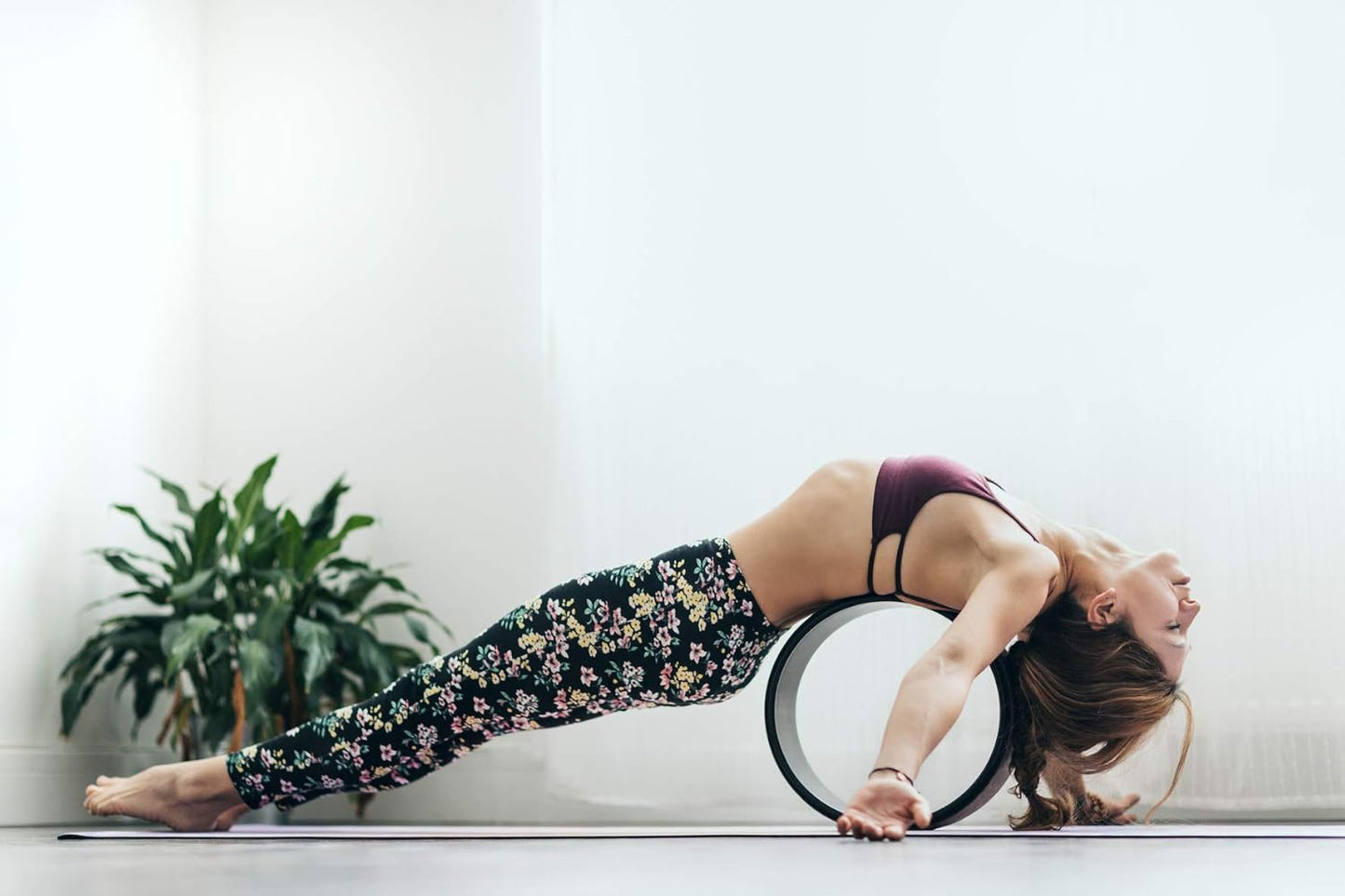 YOGA DESIGN LAB | THE YOGA WHEEL | Eco Printed, Extra Strength, Padded, Dharma Exercise Wheel | Designed in Bali | Enhance Your Postures and Stretch Deeper (Mandala Black,)