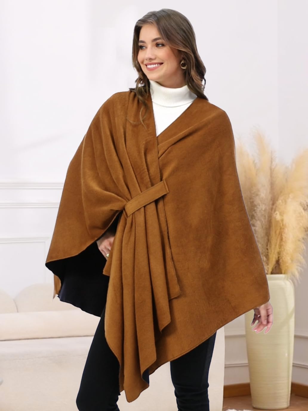 Moss Rose Women's Shawl Wrap Poncho Ruana Cape Open Front Cardigan Shawls for Spring Fall Winter