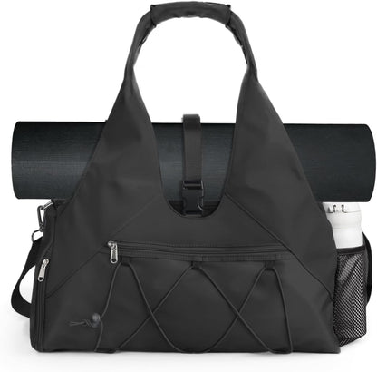 Forestfish Gym Bag For Women With Yoga Mat Holder & Shoe Compartment & Wet Dry Storage Pocket & Adjustable Strap