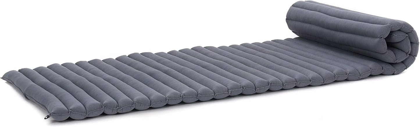 Leewadee - Kapok Roll Mat – Handcrafted Folding Sleep & Relaxation Mattress from Thailand, Ideal as Guest Bed, Camping Mat, Yoga Mat or Traditional Futon, 75 x 39 inches, Anthracite
