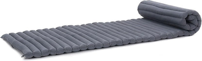 Leewadee - Kapok Roll Mat – Handcrafted Folding Sleep & Relaxation Mattress from Thailand, Ideal as Guest Bed, Camping Mat, Yoga Mat or Traditional Futon, 75 x 39 inches, Anthracite