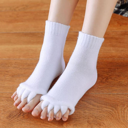 Women Toe Separator Socks Toeless Foot Alignment Socks for Yoga GYM Massage Pain Relief Improves Circulation Stretchy