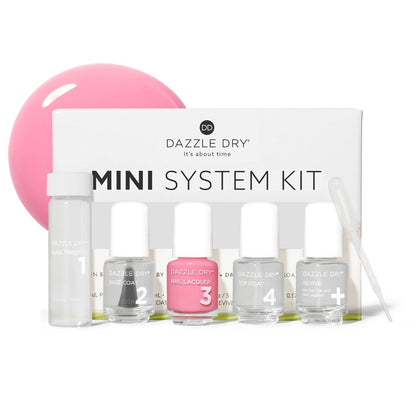 Dazzle Dry Mini Kit 4 Step System - Yoga Mama - A light chalky bubblegum pink. Full coverage cream. (5 Piece Kit / 5 Manicures)