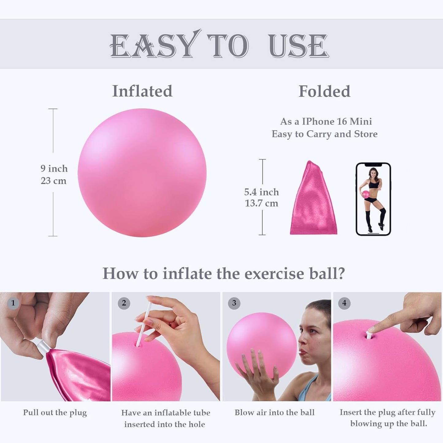 PL-0003 Soft Exercise Ball, Anti-Burst Yoga Ball Chair Supports 2200lbs PL-0003