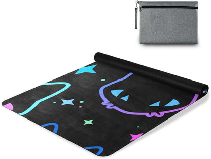 Cute Chubby Frog Yoga Mat, 71 x 26 Inch Non-slip Yoga Mats Folding Travel Exercise Mat Indoor Outdoor Gym Pilates with Storage Bag for Women Men