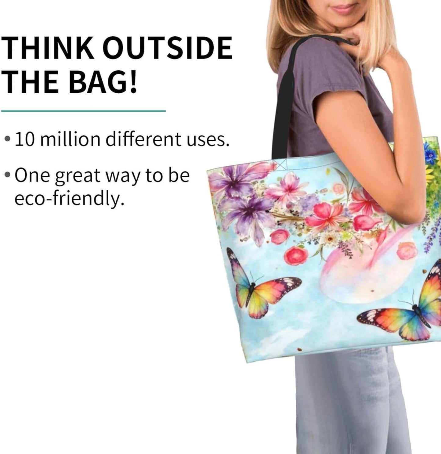 Tote Shoulder Bag Large Durable Reusable Eco-friendly Handbag Lightweight Stylish for Daily Use-19.7x15.7x5.9 Inch - Colors B