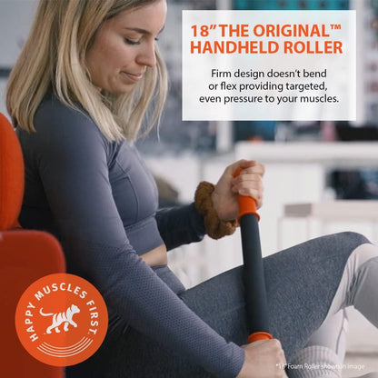 Tiger Tail 11in Massage Stick Portable Roller, Handheld, Deep Tissue Foam Roller for Legs, Neck, Calves, Thighs, Shins & Back, The Roadster 11, Made in USA, Orange Black