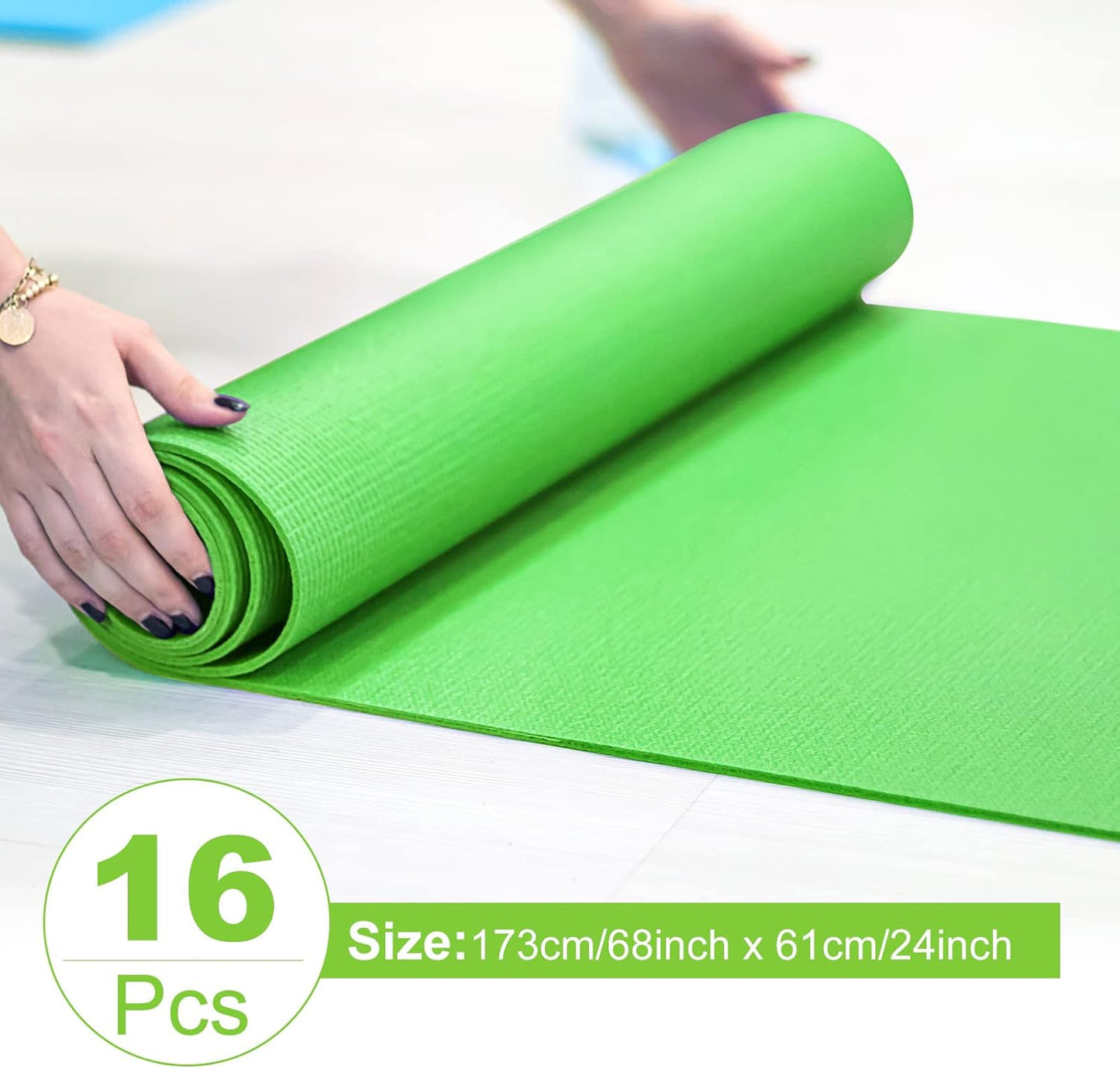 3 mm Thick Yoga Mat Bulk, Non Slip Exercise Workout Fitness Pad for Women Men, Gym Home Yoga Pilates, Easy to Clean, Sturdy PVC