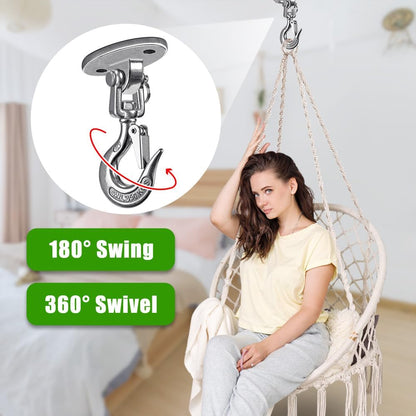 BeneLabel Swing Hanger with Bearing Swivel 800LB Capacity Stainless Steel Ceiling Mount Bracket Hanging Kit for Aerial Silks, Swings, Hammocks, Hanging Chair, Aerial Hoop, Heavy Bag, Yoga Swing