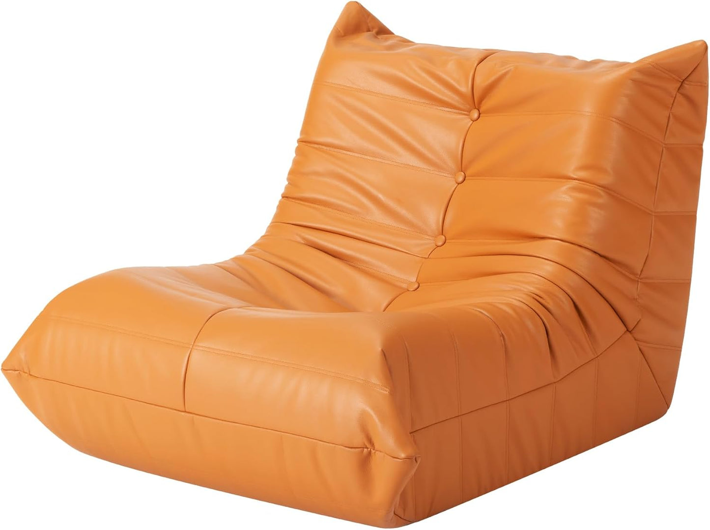 Hobestluk Giant Bean Bag Chair Lazy Floor Sofa, Memory Foam Fireside Sofa for Adults, Big Beanbag Faux Leather Armless Chair for Living Room Bedroom Dorm Office (Brown, Single)