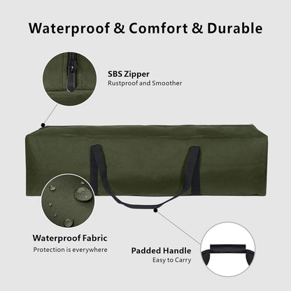 TOPDesign 1-Pack 46 Inch Extra Large Zippered Duffel Bag for Travel Camping Sports Equipment Storage, Waterproof Foldable Luggage Bag with Padded Handles (Black)