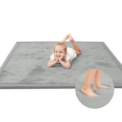 Baby Play Mat for Floor,1.3" Thick Memory Foam Tummy Time Mat,Soft Coral Velvet Nursery Rug,Large Non Slip for Crawling,Toddlers,Infants,Kids,Yoga & Tatami Style for Living Room(Dark Gray)