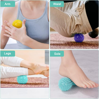 URAQT Spiky Massage Ball Set, 2 Pack Physical Therapy Massage Balls, Hard Lacrosse Ball & Spiky Massage Ball for Myofascial Release and Trigger Point Deep Tissue Massage (Red)
