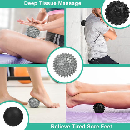 URAQT Spiky Massage Ball Set, 2 Pack Physical Therapy Massage Balls, Hard Lacrosse Ball & Spiky Massage Ball for Myofascial Release and Trigger Point Deep Tissue Massage (Red)