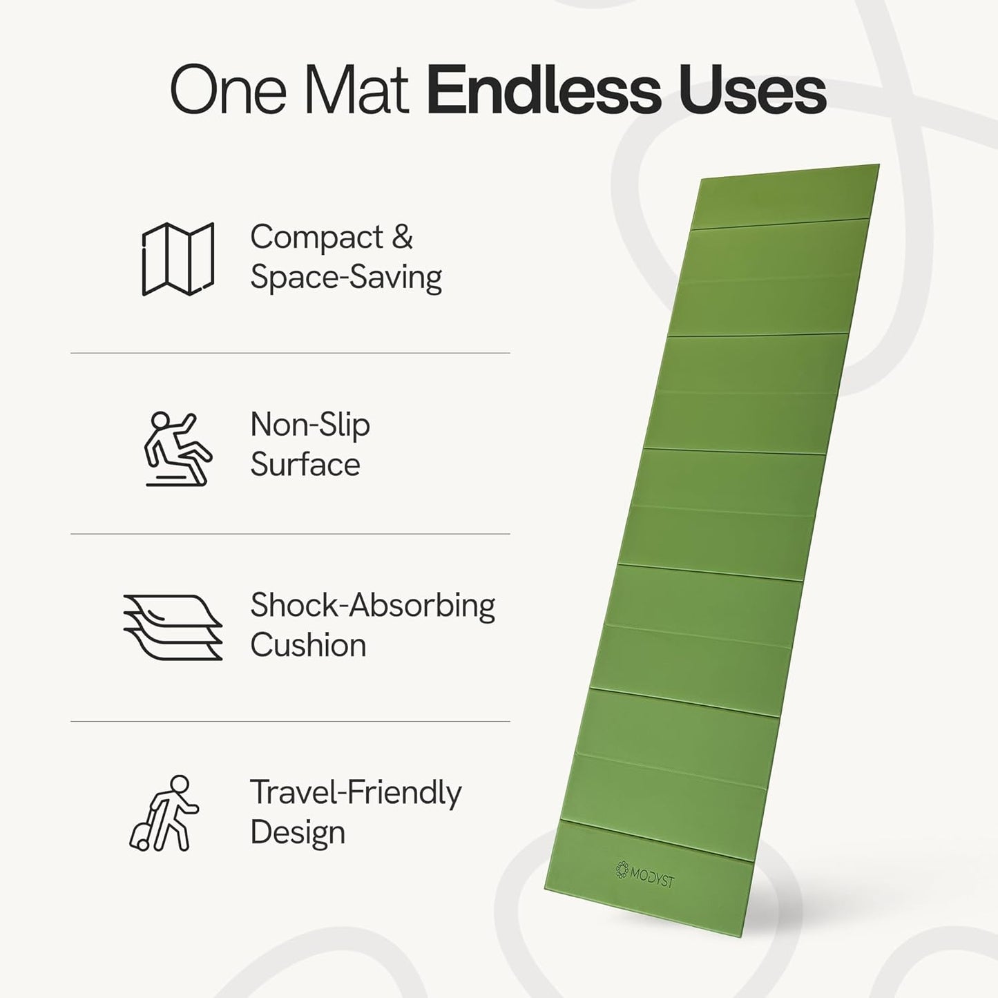 Folding Yoga Mat, TPE Folding Yoga Mat, Foldable Exercise Mat for Yoga, Pilates, Floor Workouts, Compact Design, Travel Friendly, Ideal for Home & Gym, Knee pad, Kneeling pad, No Roll Mat