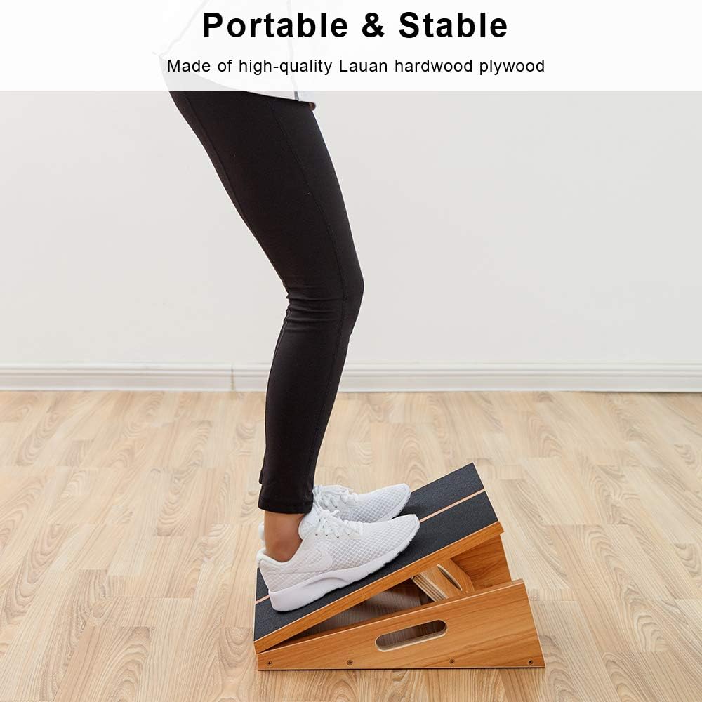 StrongTek Professional Wooden Slant Board, Adjustable Incline Board, and Calf Stretcher, Stretch Board - Extra Side-Handle Design for Portability, Full-Coverage