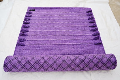 Indian Handmade100 % Organic Anti Skid Multi Colour Cotton Yoga Mat - Eco-Friendly Hand-Woven Rug - Non-Slip & Thick (24”x72”x5mm) for Hot yoga & Everyday Fitness at Home - Comfortable & Foldable Extra-Long Mat