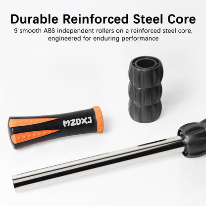 Muscle Roller Massage Roller Stick- Deep Tissue Fascia Blaster for Myofascial Pain Relief, Lymphatic Drainage & Body Sculpting, Handheld Physical Therapy & Recovery Tool (Gray black-18 inch)