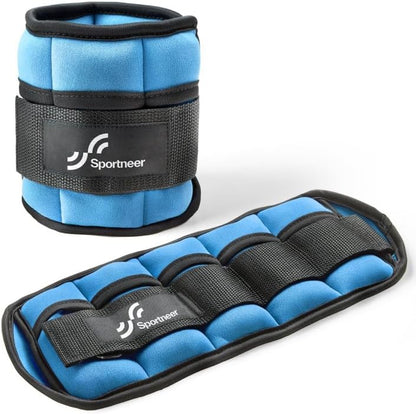 Sportneer Adjustable Ankle Weights Set - 1 Pair (2-10 lbs) Removable Sandbags for Women & Men, Comfortable Neoprene Leg Weights for Walking, Running, Pilates, Yoga, Home Workout & Physical Therapy