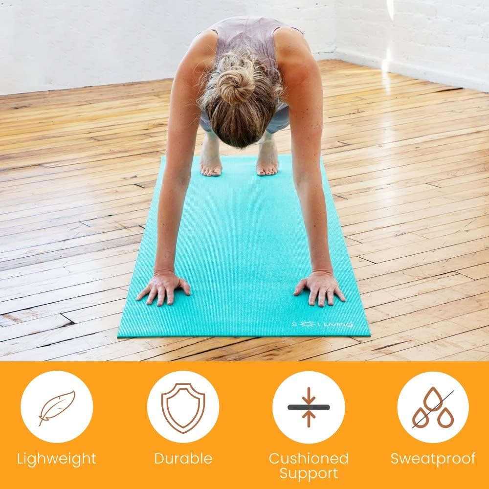 Sol Living Travel Yoga Mat - Natural Tree Rubber for Extra Grip - Non-Slip, Foldable, Eco-Friendly - Perfect for On-the-Go Yoga, Pilates, Fitness, Meditation - 24" x 72", Green