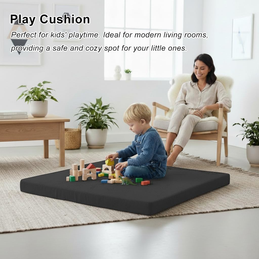 Velvet Zabuton Meditation Mat - Large Floor Pillow for Adults & Yoga Meditation Cushion - High Density Foam Floor Seating with Washable Cover, 31x31 Inch (Green)