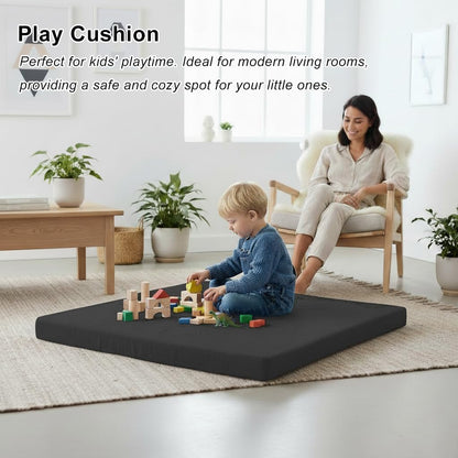 Velvet Zabuton Meditation Mat - Large Floor Pillow for Adults & Yoga Meditation Cushion - High Density Foam Floor Seating with Washable Cover, 31x31 Inch (Green)