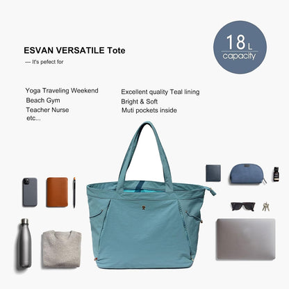 ESVAN Yoga Tote Bag for Women Shoulder Bags Drawstring for Office Workout Travel Carryall Pilates Gym and Beach