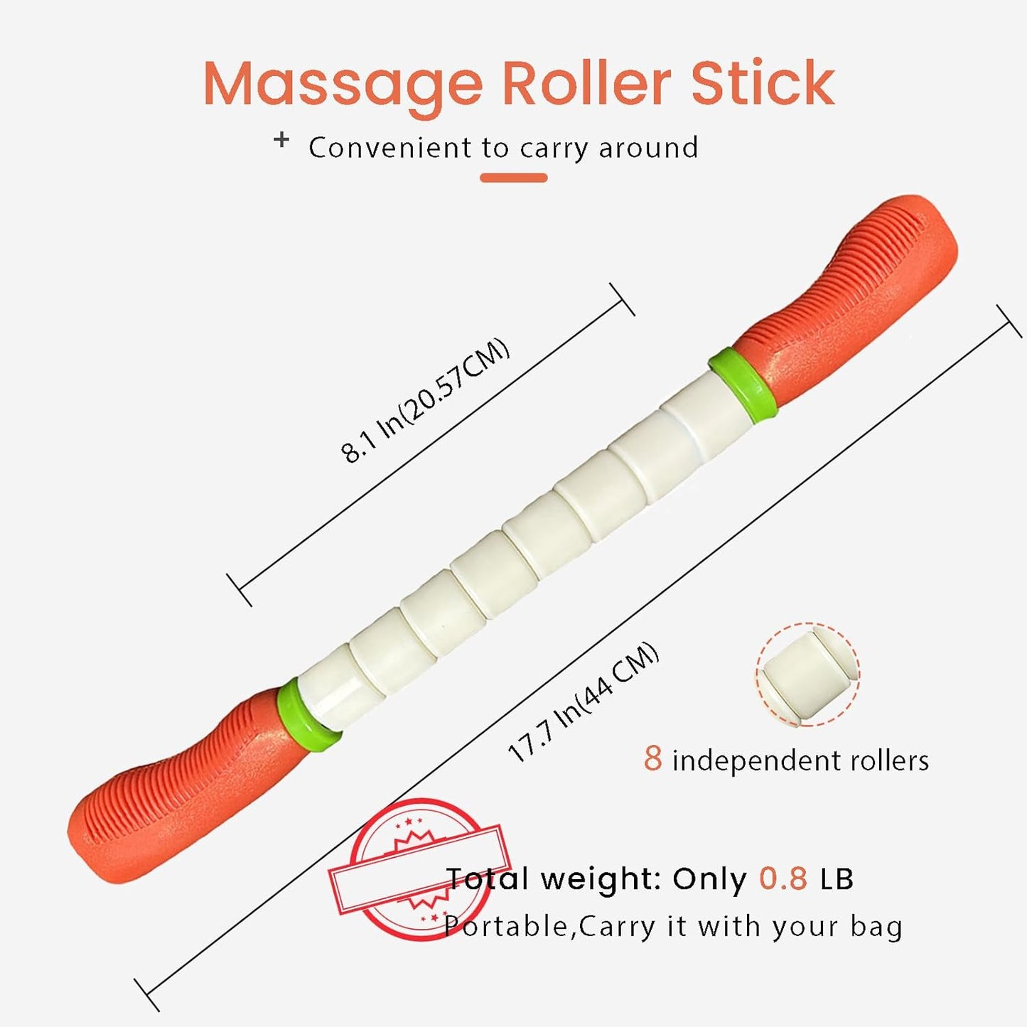 Muscle Roller Stick Ctwctr Massage Roller for Lymphatic Drainage, Cellulite Massager, Leg Massager for Circulation and Pain Relief, Deep Tissue & Trigger Point Massage