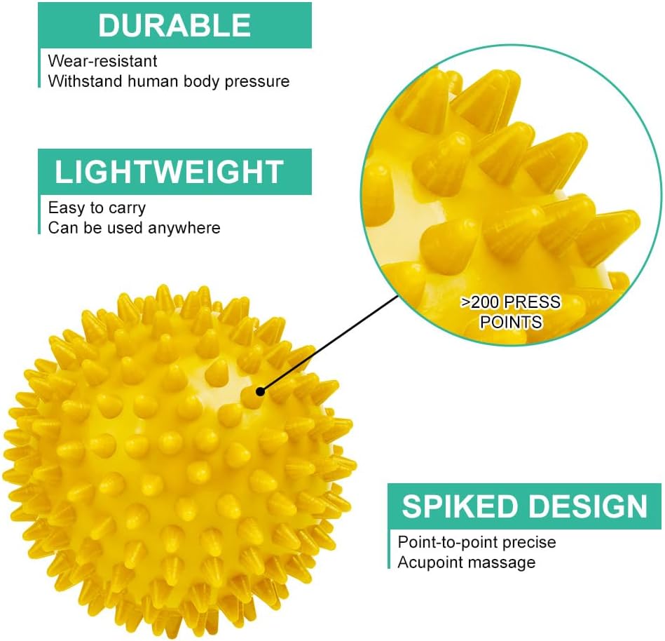URAQT Spiky Massage Ball Set, 2 Pack Physical Therapy Massage Balls, Hard Lacrosse Ball & Spiky Massage Ball for Myofascial Release and Trigger Point Deep Tissue Massage (Red)