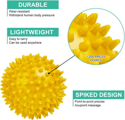 URAQT Spiky Massage Ball Set, 2 Pack Physical Therapy Massage Balls, Hard Lacrosse Ball & Spiky Massage Ball for Myofascial Release and Trigger Point Deep Tissue Massage (Red)