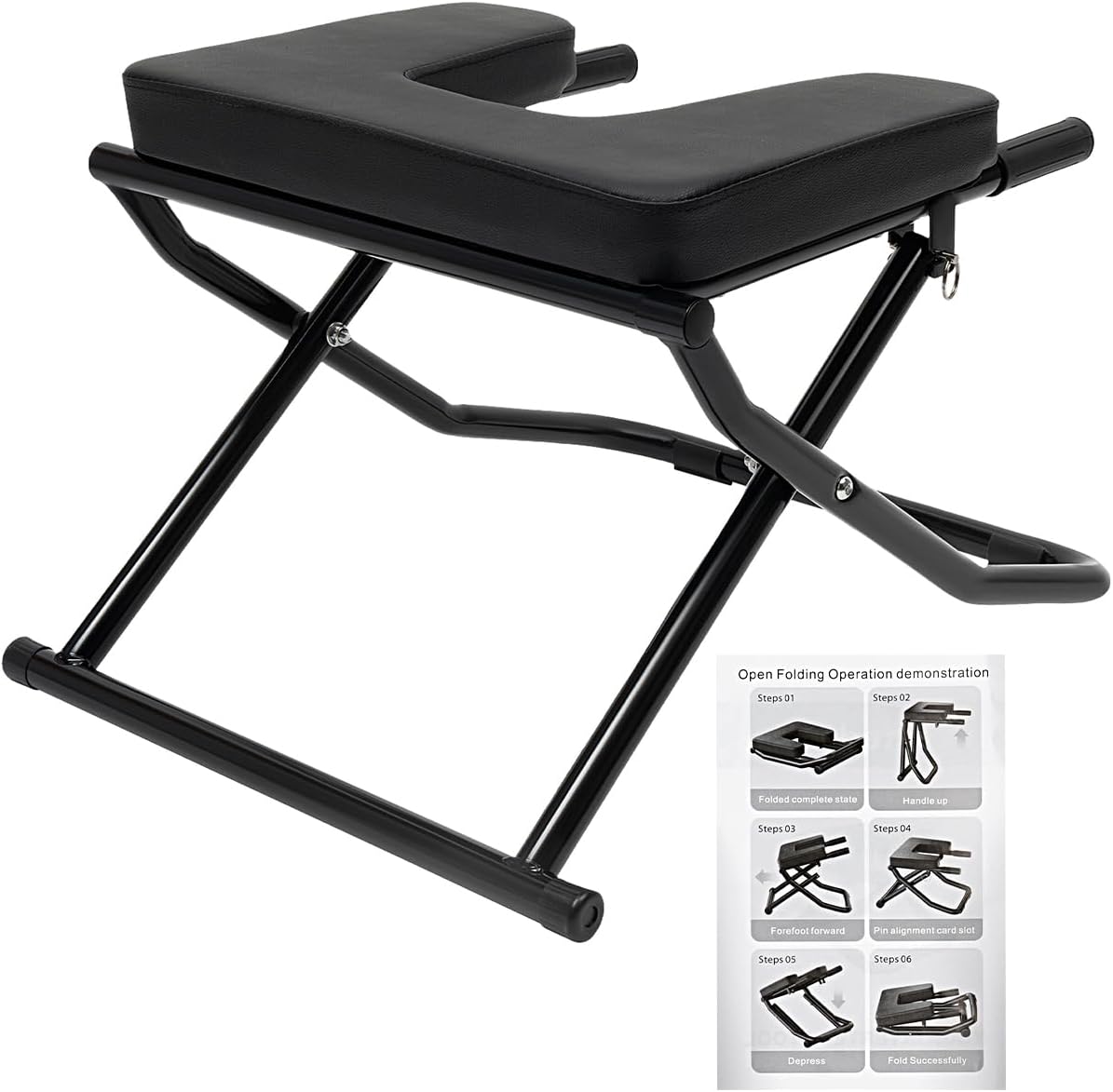 Foldable Yoga Headstand Bench, 330.7 LBS Capacity Multi-Functional Yoga Inversion Chair Feet Up Trainer Headstand Stool for Home Workout&Fitness&Gym