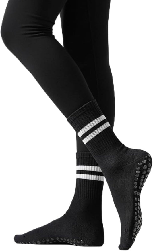 Irisbear Womens Pilates Socks with Grips Non Slip Yoga Socks Barre Gym Athletic Grippy Socks for Women
