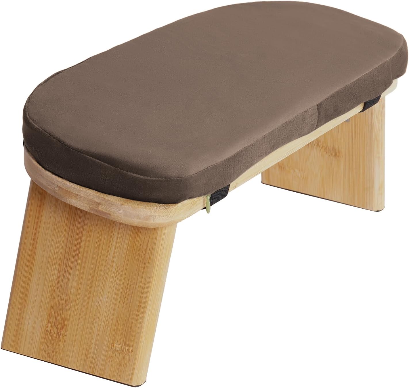 Bamboo Meditation Bench with Cushion, Folding Kneeling Meditation Bench, Portable Kneeling Chair for Kneeling or Sitting, 396.83lbs Load Max (Green)