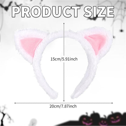 Cat Ears Headband, Plush Fuzzy Hairbands for Cosplay, Makeup, Yoga, and Photo Props for Adults