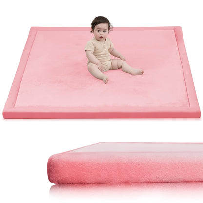 Baby Play Mat for Floor,1.3" Thick Memory Foam Tummy Time Mat,Soft Coral Velvet Nursery Rug,Large Non Slip for Crawling,Toddlers,Infants,Kids,Yoga & Tatami Style for Living Room(Dark Gray)