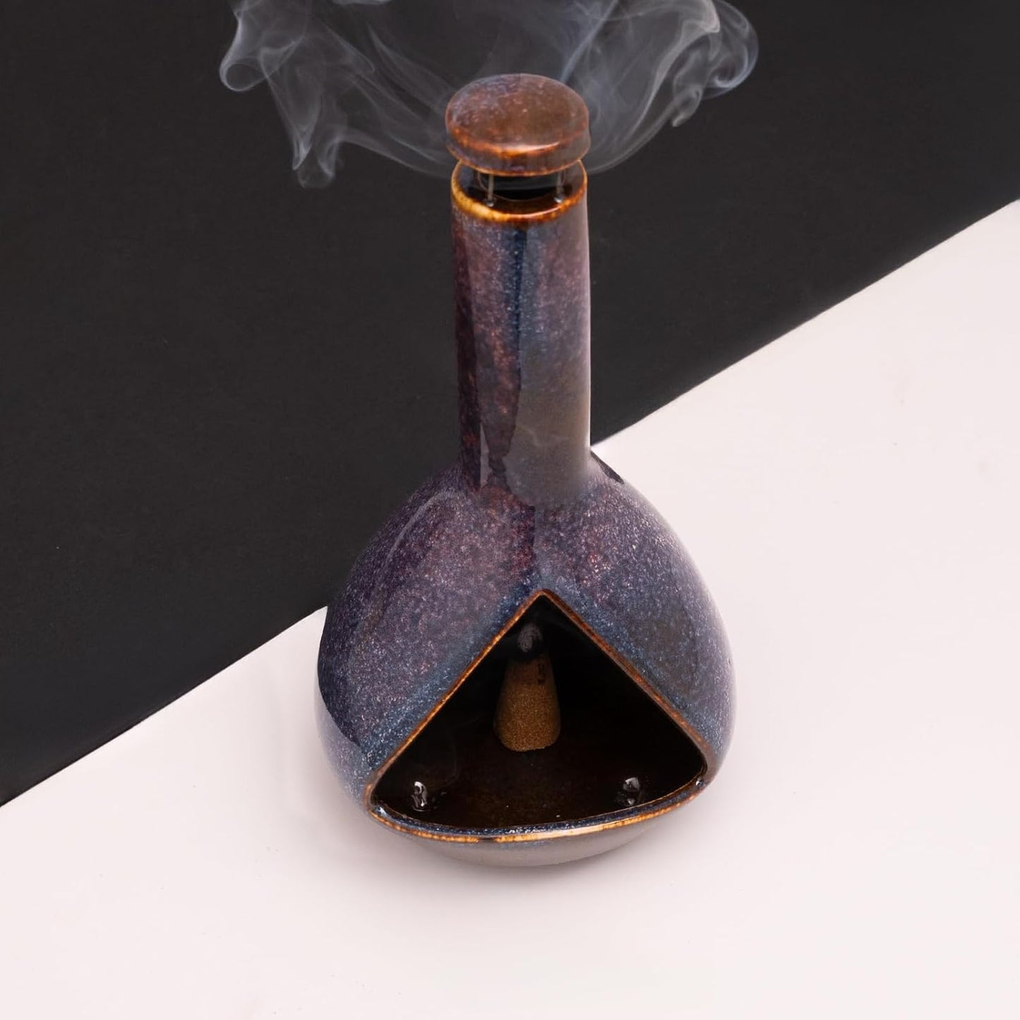 MOUGIGI Handcrafted Palo Santo Holder Ceramic Incense Burner - Compact Size for Meditation Space - Burn Palo Santo Sticks and Cones Safely - Sage Aromatherapy Decor