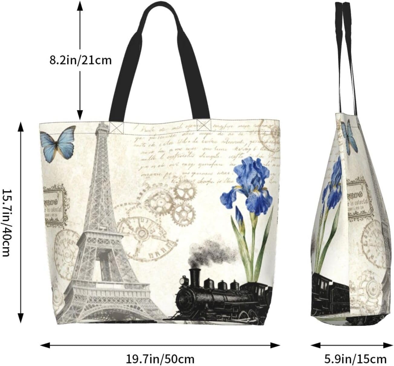 Tote Shoulder Bag Large Durable Reusable Eco-friendly Handbag Lightweight Stylish for Daily Use-19.7x15.7x5.9 Inch - Colors B