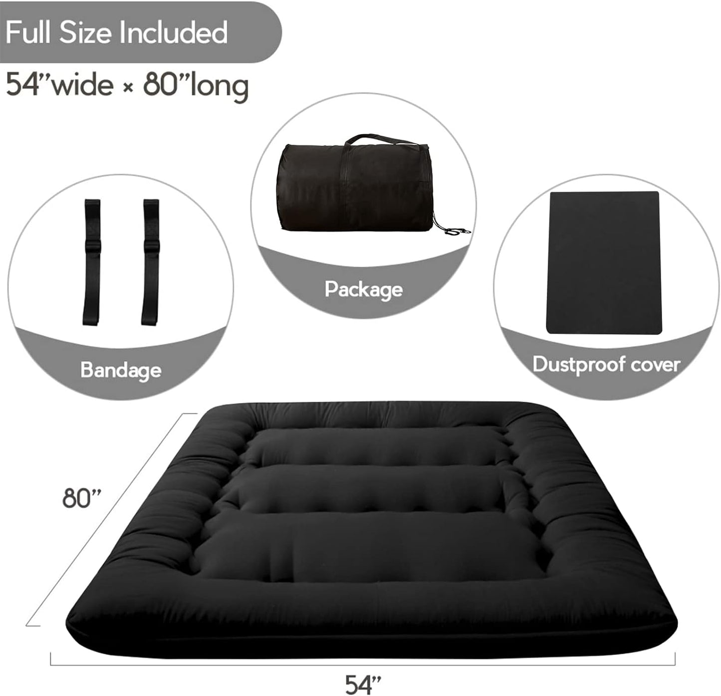 MAXYOYO Bohemian Retro Mattress Boho Floral Japanese Futon Mattress Tatami Floor Mat Foldable Portable Camping, Sleeping Pad, Lounger Couch Bed Full Size