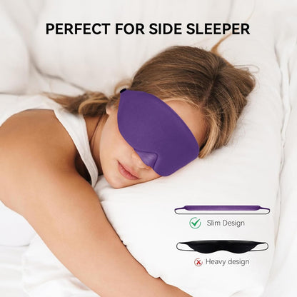 Mavogel Cotton Sleep Eye Mask - Updated Design Light Blocking with Adjustable Nose Bridge, Soft and Comfortable Night Eye Mask for Men Women, Eye Blinder for Shift Work, Includes Travel Pouch, Black