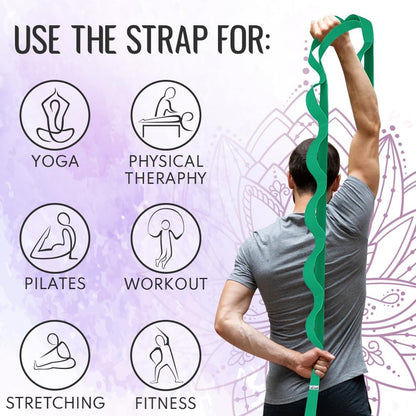 TECEUM Stretching Strap for Yoga & Physical Therapy – 10 Loops – Non-elastic Leg Stretch Straps for Stretching, Exercising, Pilates, Post-injury Rehabilitation for All Levels – Men & Women
