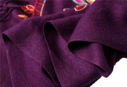 Urban CoCo Women's Embroidered Oversize Tassel Shawl Scarf Wraps for Women