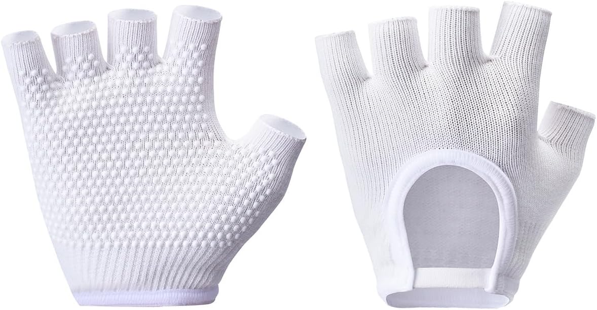 Non-Slip Fingerless Yoga Gloves – Ideal for Pilates, Barre, Air Yoga, and Fitness Workouts – Breathable Fabric with Enhanced Grip for Stability